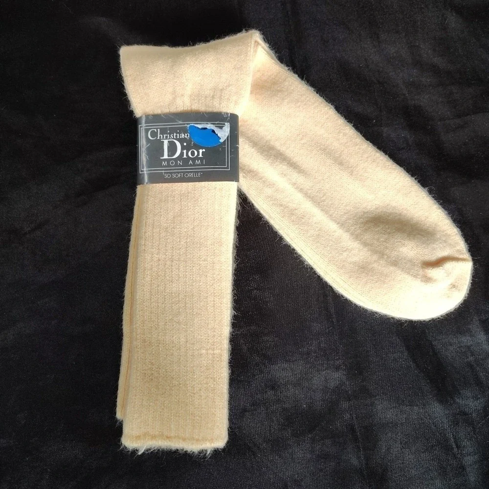 Christian Dior Socks Mens Size 10-13 Yellow Mon Ami Orelle Soft Crew Vintage